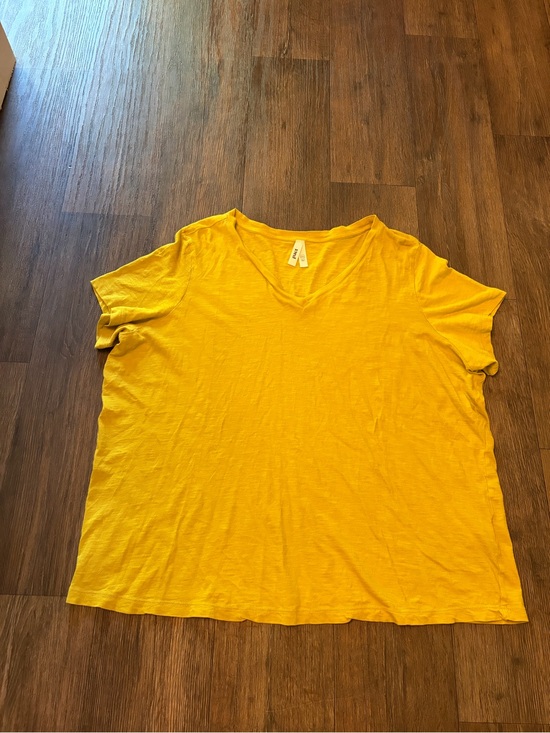 Pact Tops - Women's Pact Mustard Yellow Organic Cotton V-Neck Short Sleeve T-shirt Size XXL